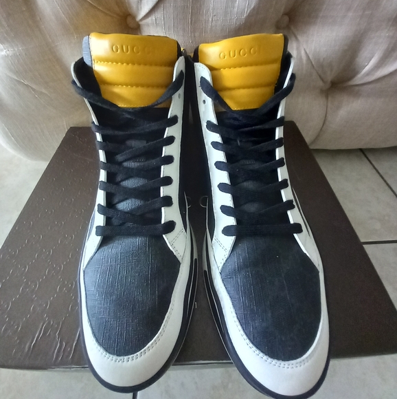 Gucci Supreme Monogram Limited Edition High Top Sneakers SZ 9G Code 3921… - Picture 8 of 16